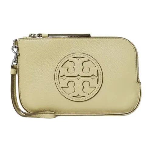 TORY BURCH Miller Litchi Grain Leather Clutch Women's Olive Green TORY BURCH Miller Личи Зернистая текстура Кожа Клатч Женские Оливково-зеленый