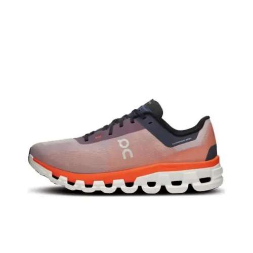 On Cloudflow Амортизация Износостойкий Низкий Топ Беговые кроссовки Мужские Оранжевый Красный