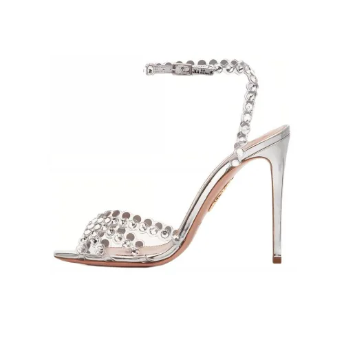 AQUAZZURA Tequila Plexi One Ремешок Сандалии Женские Серебристые