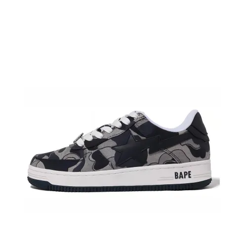 A BATHING APE STA Низкий Топ Стильный Скейтбординг Женские Черный Серый Камуфляж