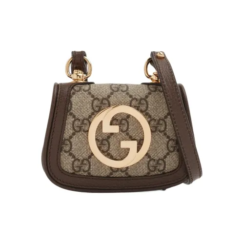 GUCCI Blondie Холст Седло Кошелек Сумка через плечо Экстра мини Женская Эбеновый