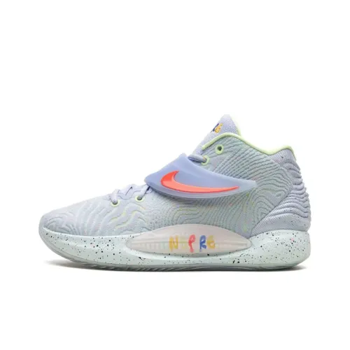 nike KD 14 KD 14 'Enspire Friends And Family' MID Топ Баскетбольные кроссовки Мужской Синий желтый