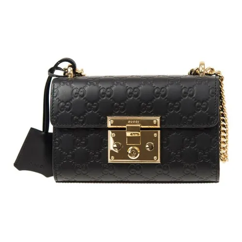 GUCCI Кожа Замковая Сумка Коробка Сумка Сумка через плечо Женская Черная