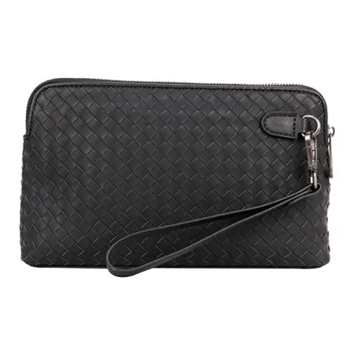 CMLZIUA Клатч из воскованной коровьей кожи с вышивкой унисекс черный