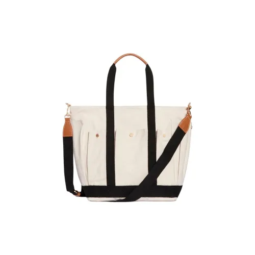 Vanessa Bruno 100% хлопок Тоут Сумка Сумка для покупок Сумка на плечо Сумка Большая Женская Бежевая и Черная