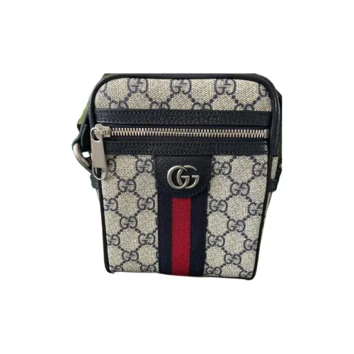 GUCCI Ophidia Холст и Кожа Сумка через плечо Унисекс Синий и Бежевый