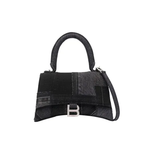 Balenciaga HOURGLASS Деним Сумка Hourglass Сумка Сумка через плечо Сумка через плечо Маленькая Женская Черная