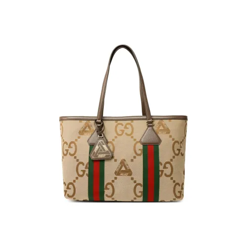 GUCCI Дворцовый Коллаборация GUCCI X Дворцовый Коллаборация Jumbo GG Холст Плечевая сумка Унисекс CAMEL