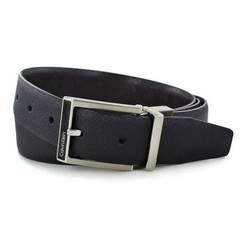 CK Calvin Klein Logo Carving Украшение Шпилька Кожаные ремни Мужской Черный Ширина 3,5 см