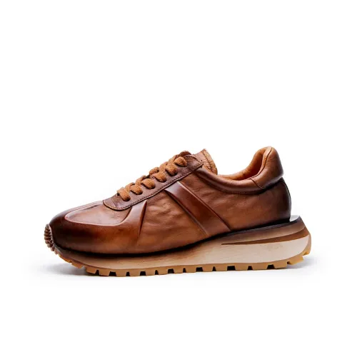 Высокие объекты визуально увеличивают рост Низкий топ Толстая подошва Мужские Коричневые