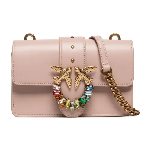PINKO SIMPLY Кожа Swallow Сумка Сумка через плечо Мини Женская Розовая