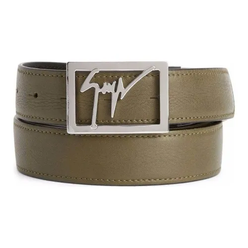 Giuseppe Zanotti GZ Однотонный Украшение Плавная пряжка Кожаные ремни Мужской Зеленый