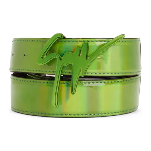 Giuseppe Zanotti GZ Логотип Пряжка Плавная Пряжка Кожаные Ремни Мужской Зеленый 3,5CM
