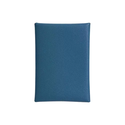 HERMES Calvi Duo Chamkila шевро Картхолдер Мини Женские S4 Глубокий синий Темно-синий