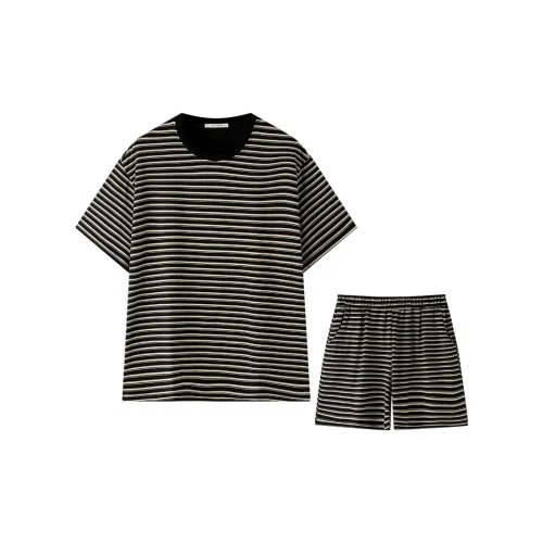 MEITENG Пижамный комплект Летний Мужской Черный