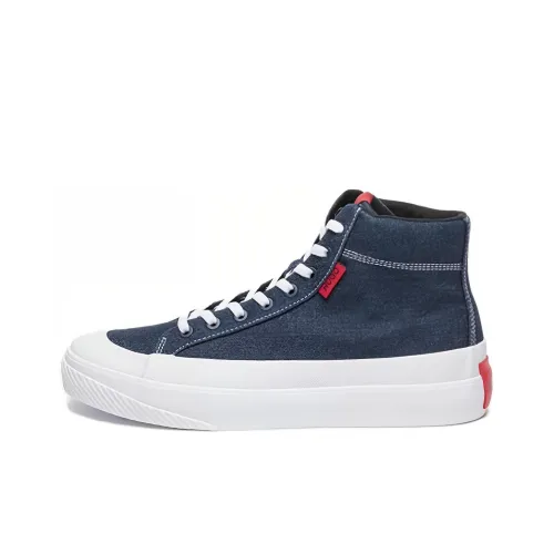 Hugo Boss High-Top Canvas Shoes Dark Blue Men's