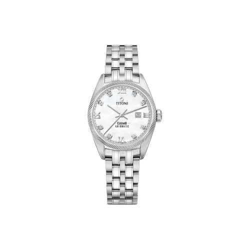 TITONI Автоматический Механический Movement Женские Вселенная Часы 30MM Жемчужная Раковина Цвет