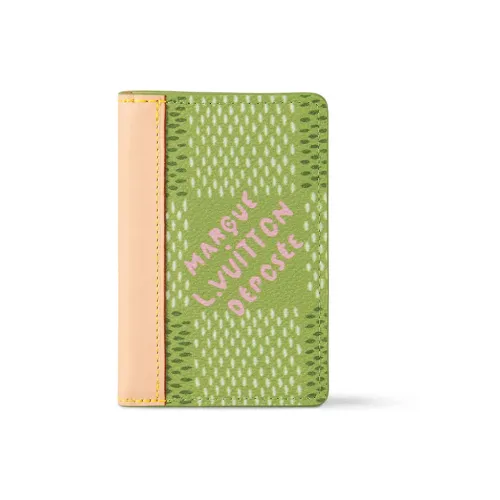 LOUIS VUITTON Покрытый холст Кошелек Мужской Зеленый и Бежевый