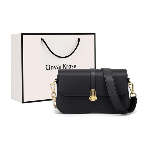 CinvaiKrose Сумка через плечо из коровьей кожи с синтетической кожей женская черная экрю абрикос