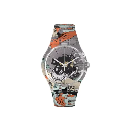 Swatch Quartz Механизм Мужские часы Циферблат 41 мм Серый Пластиковый корпус Часы Пластиковый ремешок