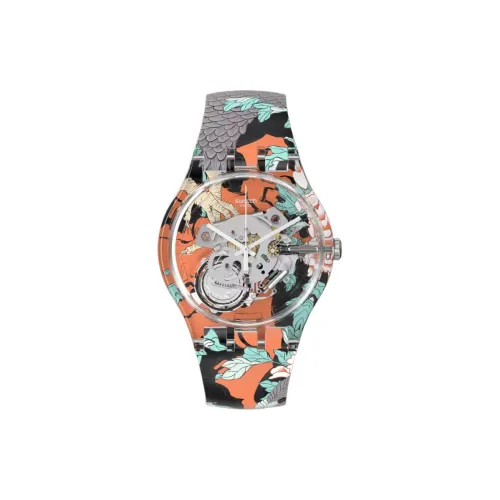 Swatch Quartz Механизм Мужские часы Часы 41 мм Черепный циферблат Пластиковый корпус Часы Пластиковый ремешок