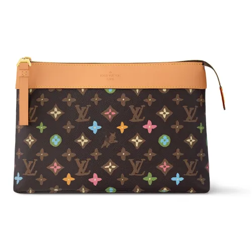 LOUIS VUITTON Pochette Voyage Souple Клатч из коровьей кожи Унисекс Многоцветный