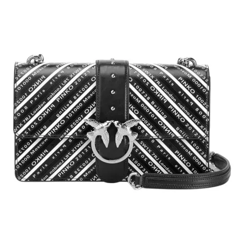 PINKO Love Series Естественная кожа с текстурированной поверхностью Сумка через плечо Маленькая Женская Черная