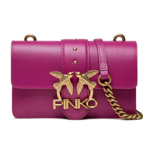 PINKO SIMPLY Натуральная кожа с Full GRAIN LEATHER Сумка через плечо Мини Женская Фуксия