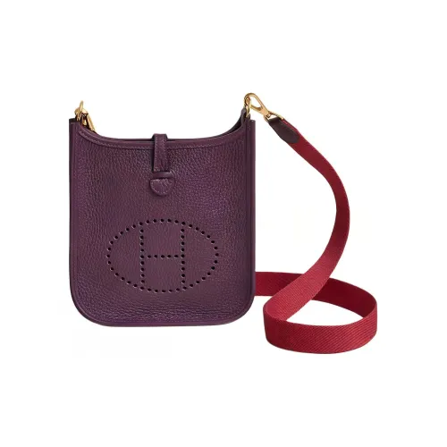HERMES Evelyne Clemence Коровья кожа Evelyn Сумка через плечо Мини Женские Gallium Фиолетовый Гранатовый красный