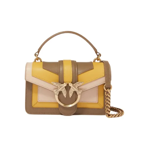 PINKO SIMPLYPINKO Love Icon Корова Кожа Сумка Сумка через плечо Сумка через плечо Мини Женская Бежевая Желтая Хаки