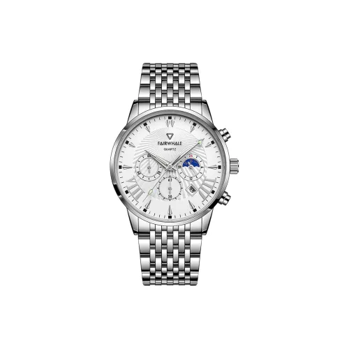 FAIRWHALE Starlight Collection Мужские часы Кварцевый механизм Металлический ремешок Часы Мужские Белый циферблат