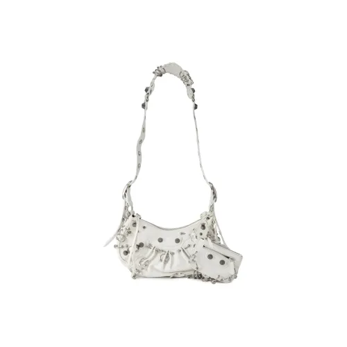 Balenciaga Le Cagole Sheepskin Biker Bag Pouch Shoulder Bag Handbag Small Women's White Баленсиага Le Cagole Овчина Байкер Сумка Пучок Сумка через плечо Сумка Маленькая Женская Белая