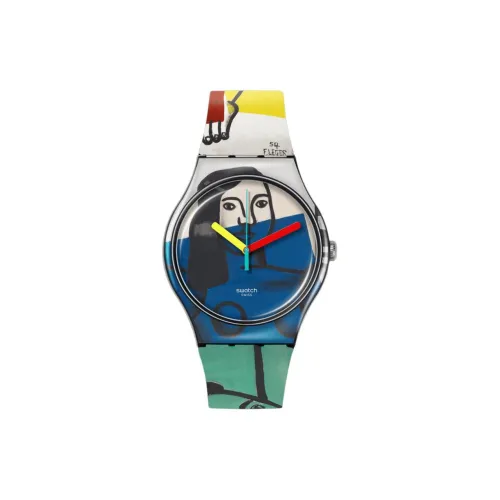 Swatch Quartz Механизм Унисекс Часы 41 мм Синий Циферблат Пластиковый Корпус Часы Силиконовый Ремешок SUOZ363