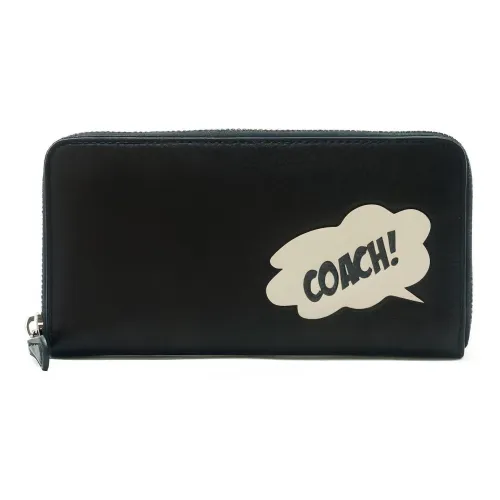 COACH Accordion Zip Кожа Кошелек Женские Черный