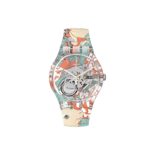 Swatch Quartz Механизм Мужские часы Часы 41 мм Многоцветный циферблат часов Пластиковый корпус часов Пластиковый ремешок SUOK145 062