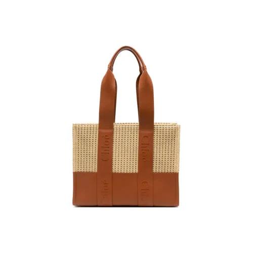 Chloe Woody Polyester Tote Bag Shopping Bag Shoulder Bag Medium Women's Beige Beige