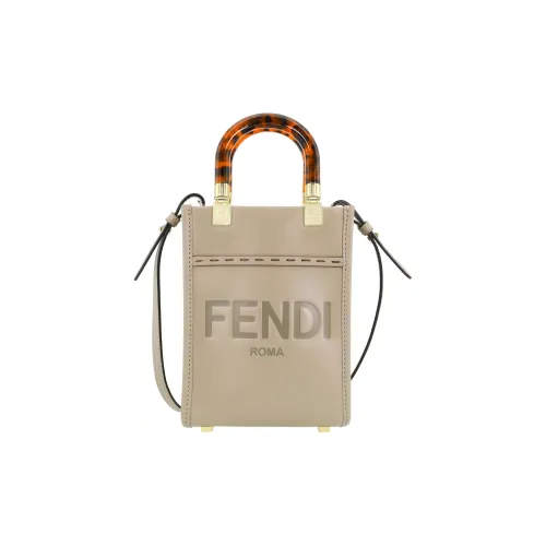 FENDI Сумка Tote из коровьей кожи Сумка для покупок Сумка Сумка через плечо Сумка через плечо Мини Женская Голубино-серый