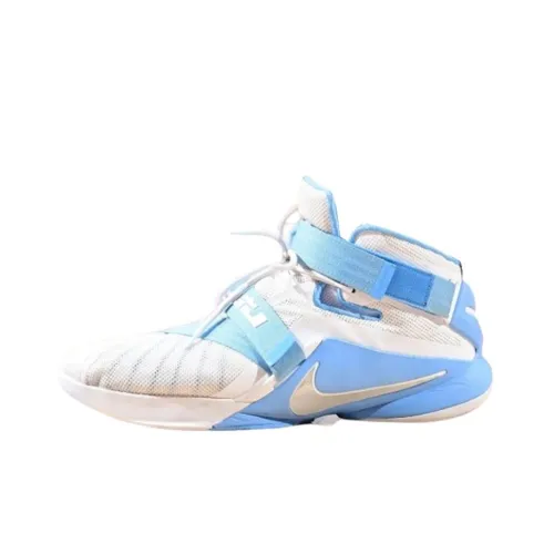 Nike LeBron Soldier 9 Устойчивый к истиранию MID Баскетбольные кроссовки Мужской Светло-синий Белый