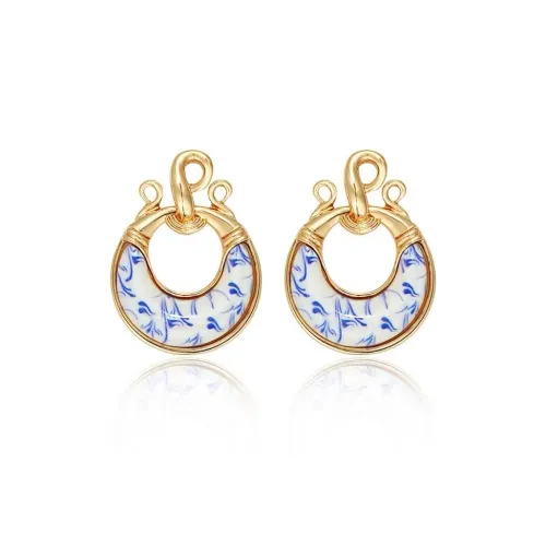 Exhibition Медный Смола Серебряная заклепка Серьги Женские