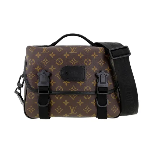 LOUIS VUITTON Trail Монограмма Macassar Покрытый холст Курьерская сумка Сумка через плечо Унисекс Коричнево-желтый