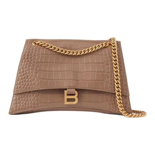 Balenciaga Crush Imitation Крокодиловый узор Кожа Сумка через плечо Сумка на плечо Женская Бежевая