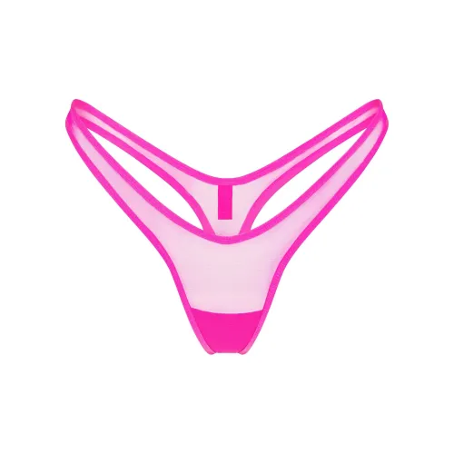 SKIMS Ультра Fine Mesh Micro DIPPED String Трусики Женские 1 Пачка Фуксия Фуксия