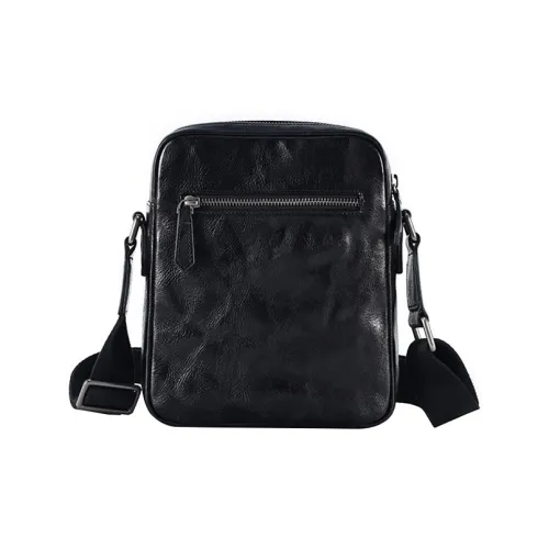 CMLZIUA Сумка через плечо из натуральной коровьей кожи мужская черная