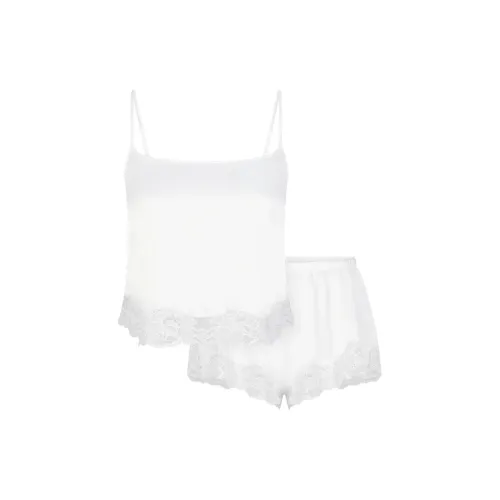 SKIMS Wedding Dress Series Ткани вязаные SHINE CAMI And Короткий Комплект Pajama Набор Женские Снег Снег