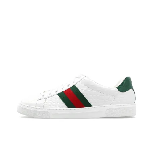 GUCCI Ace Low Топ Скейтборд Кроссовки Мужские Белые Зеленые