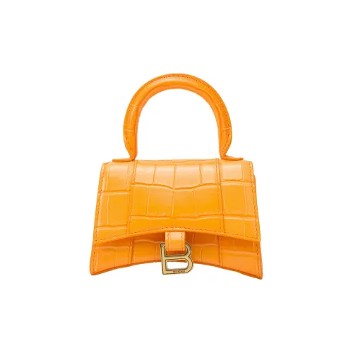 Balenciaga HOURGLASS Коровья кожа Сумка Hourglass Портативная Сумка через плечо Мини Женская Апельсиновая