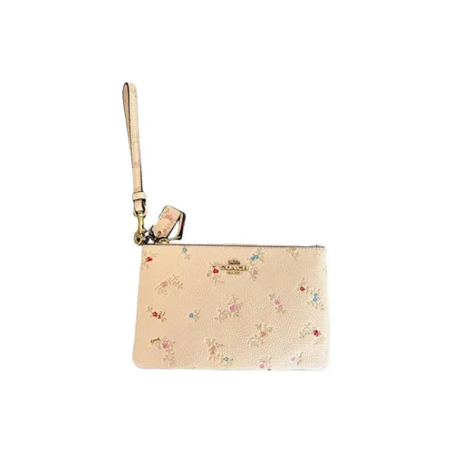 COACH Wristlet Кожа Клатч Маленький Женский Светло-Розовый