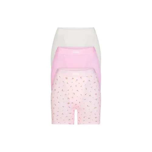 SKIMS Wedding Dress Series Хлопок Rib Boxer 3 Pack Boxers Women's Pink Rosebud MULTI Розовая Розовая Цветочная Почка Многоцветный