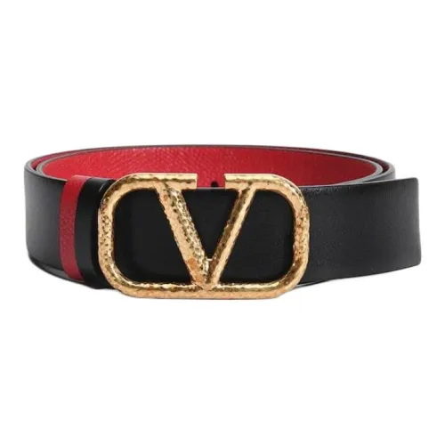 Valentino Логотип Украшение Плавная Застежка Кожаные Ремни Женские Черный Ширина 3 см