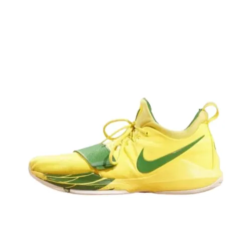 Nike PG 1 PE 'Oregon Ducks' Устойчивые к истиранию Низкие Баскетбольные кроссовки Мужские Желто-зеленые